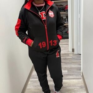 SORORITY ONLY! Black white Red tracksuit set jacket pants